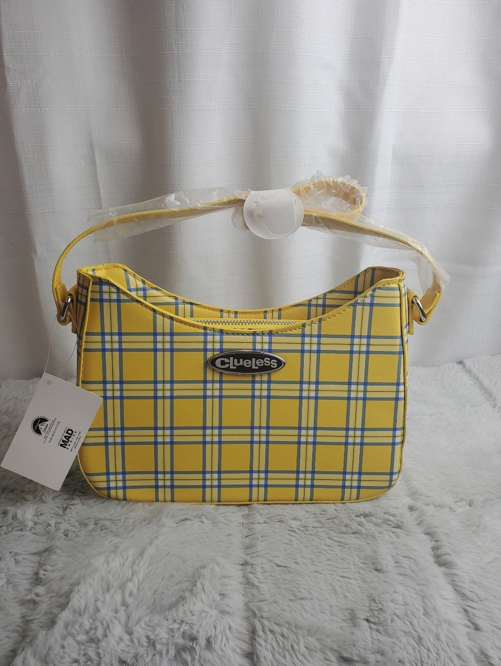 NWT Clueless Movie Yellow & Blue Plaid Ladies Purse Handbag 90s Style Retro FLAW